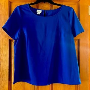 Short sleeved royal blue Jaclyn Smith blouse.